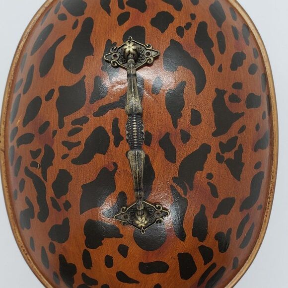 Decorative Vintage Leopard Wooden Vanity/Storage Box with Ornate Feet - Picture 6 of 7